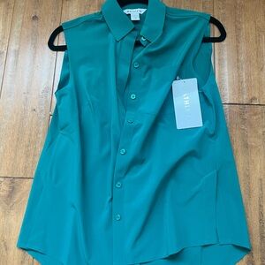 Teal Sleeveless Button-Up Blouse - Everlasting tank